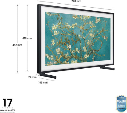 Lifestyle TV QE32LS03CBUXZT The Frame QLED Full HD, Smart TV 32" Matte Display, Art Mode, OTS Lite, Built-In with Bixby and Alexa Compatible with Google Assistant, Black 2023