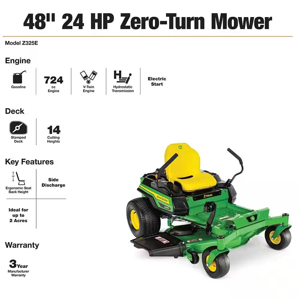 Johnn Deere Z315E 42 in. 20 HP GAS Dual Hydrostatic Zero-Turn Riding Mower BG21296 Essence
