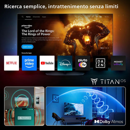 55PUS7200 4K LED Smart TV - Display 55'' with Platform Titan OS, Pixel Precise Ultra HD and Dolby Atmos Sound - Works with Alexa and Google Voice Assistant