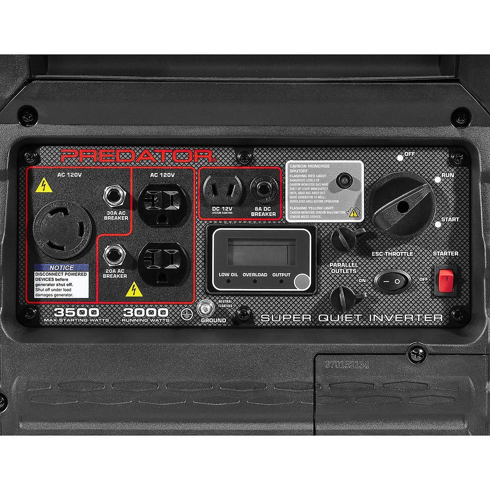 Predator. 3500 Watt Super Quiet Inverter Generator with CO SECURE™