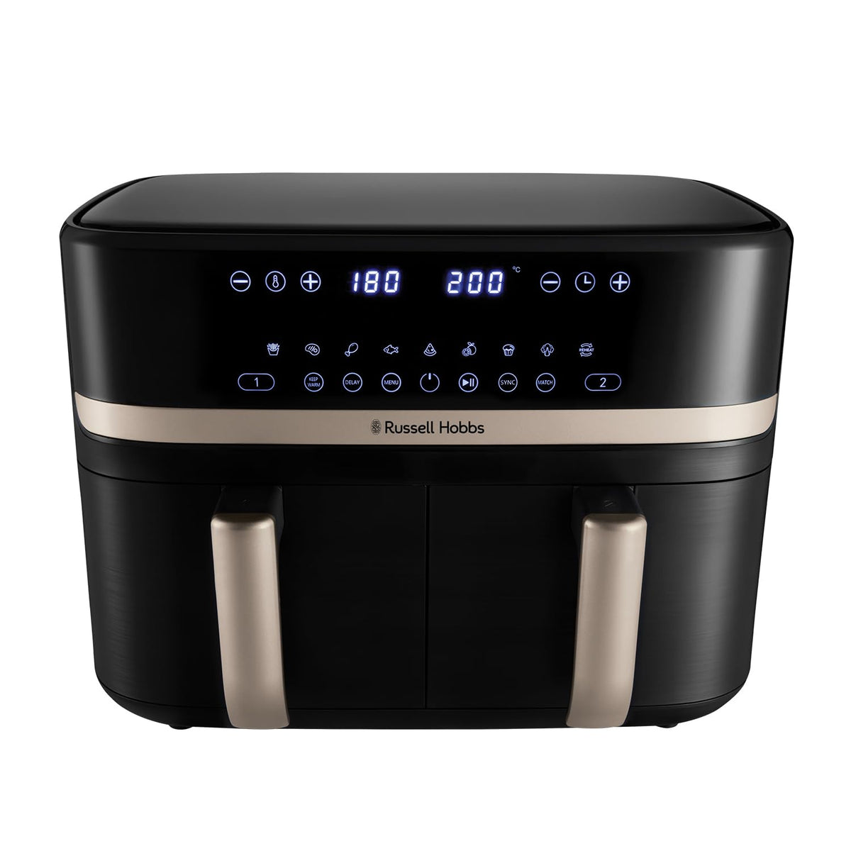 Dual Air Fryer 9L 2800W Dual Basket Touch Control Black