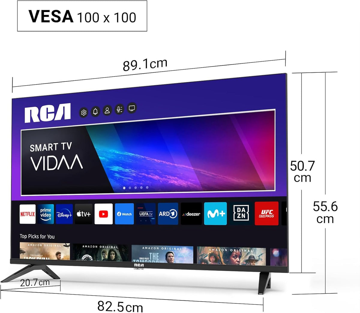 RCA Smart TV 40 Inch VIDAA Full HD Triple Tuner DVB-T/T2-C-S/S2, Wi-Fi, HDMI, USB, CI/CI+, Hotel Mode (VRS40FQ1, 2024)