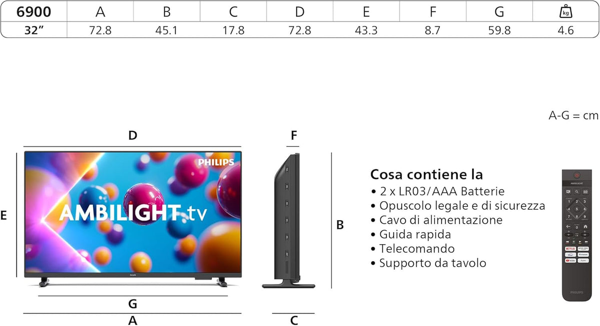 32PFS6900 HD LED Smart TV - Display 32'' with Pixel Plus, Platform Titan OS and Dolby Digital Sound - Works with Alexa and Google Voice Assistant