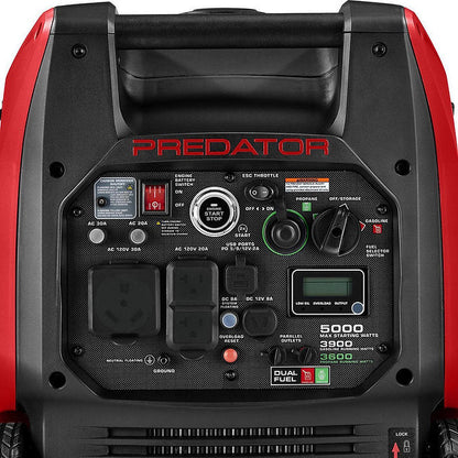 PREDATOR 5000 Watt Dual-Fuel SUPER QUIET Inverter Generator with Remote Start and CO SECURE Technology