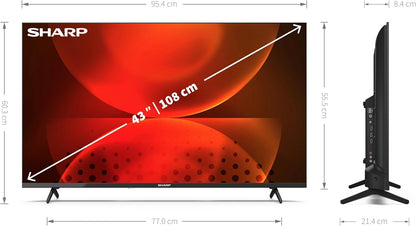 SHARP 43FH2EA - 43 Inch TV Full HD Android TV - Gaming & Streaming LED Smart TV Frameless (HDMI, ricevitore, Chromecast, Bluetooth) - Netflix, Prime, YouTube, Disney+, TV