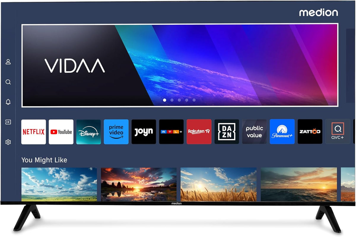 MEDION 125, 7 cm (50 Inch) TV Ultra HD (Smart-TV, HDR10, VIDAA Store, Netflix, Prime Video, Disney+, DAZN, Paramount+, HbbTV, PVR, Bluetooth), MD 850200