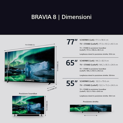 BRAVIA 8 OLED 55 Inch 4K HDR Google Smart TV - Gaming Menu for, IMAX Enhanced, Dolby Vision Atmos, Chromecast, AirPlay, 120Hz 55XR80