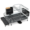 Silver two-tier dish rack on white background